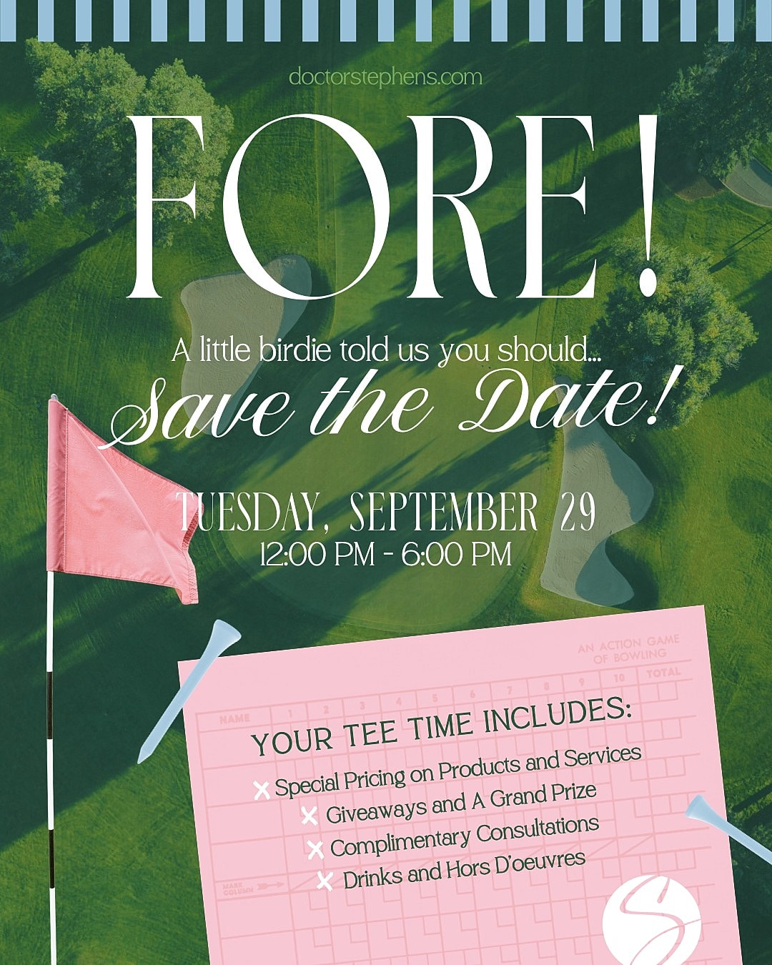 Golf event save the date announcement.